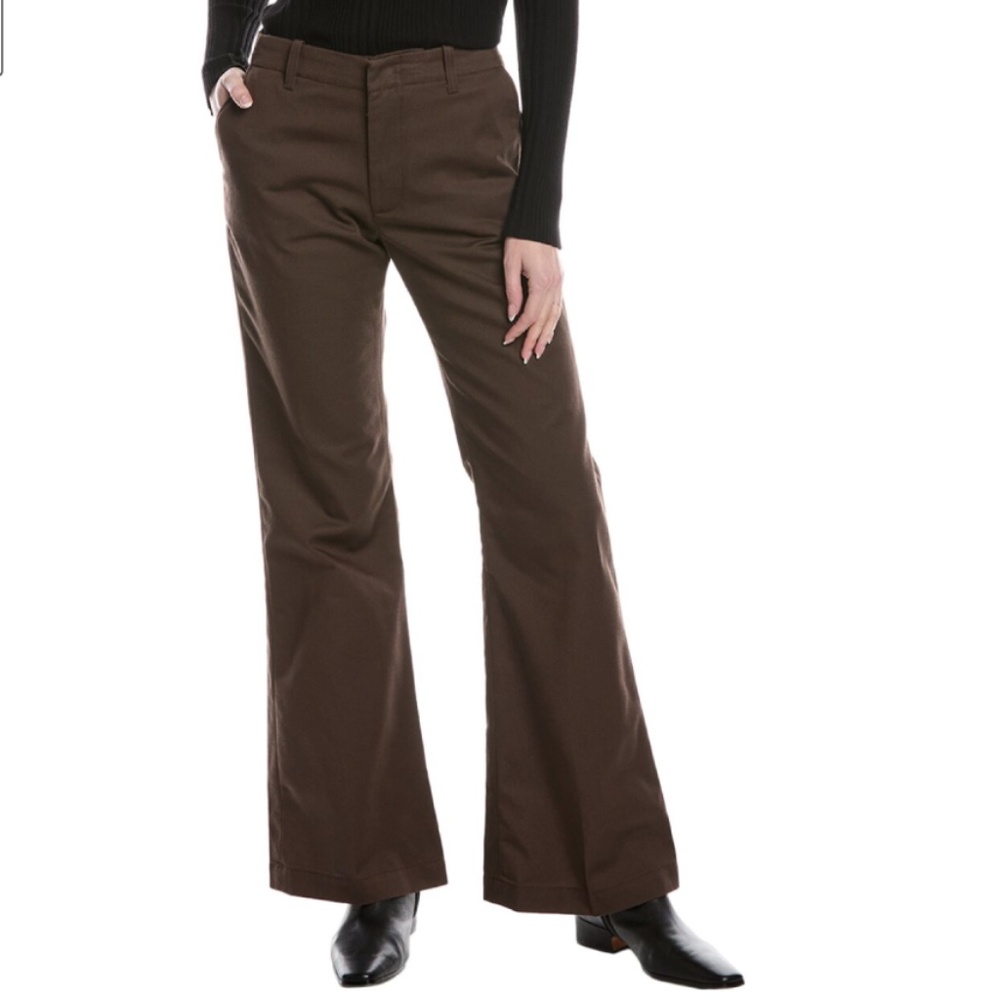 Re/Done Womens  Mid-Rise Flared Trouser Chocolate Jean, Brown